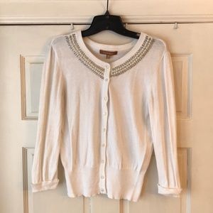White sweater with Beaded Details